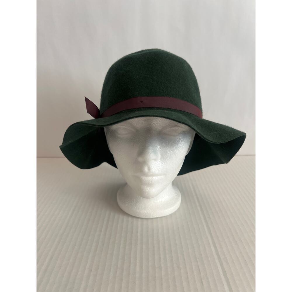 Effanem 100% Wool Crusher Genuine Vintage Hat Dark Green Burgundy Band
